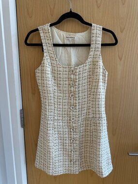 White Tweed Mini Dress, Size 0